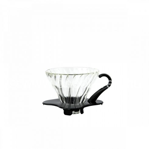 Hario V60 Glass Drip 01 - Black, with scoop